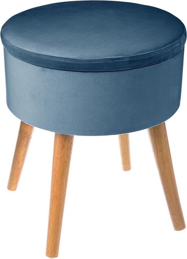 Silumen Fluwelen Borstkrukje met Dennenpoten 43 cm Overig Blauw Bleu