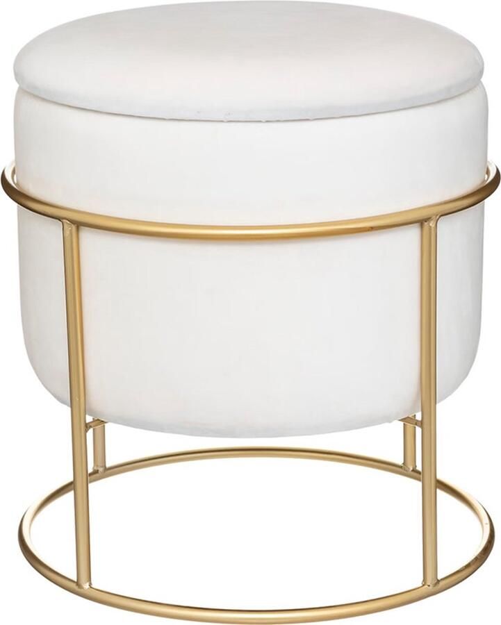 Silumen Fluwelen Opberg Ottoman 24 cm Overig Wit