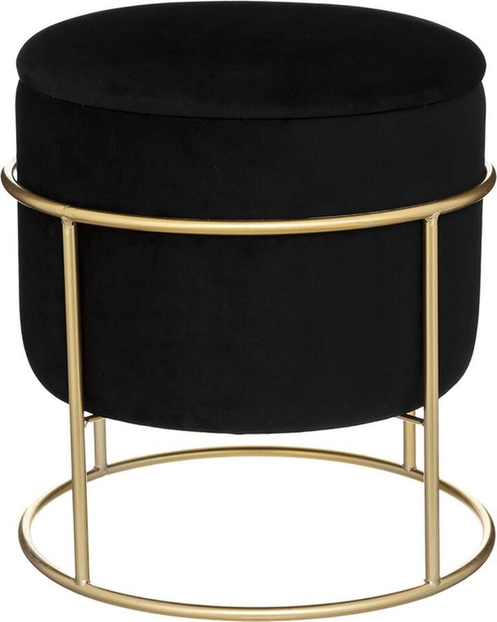 Silumen Fluwelen Opberg Ottoman 24 cm Overig Zwart