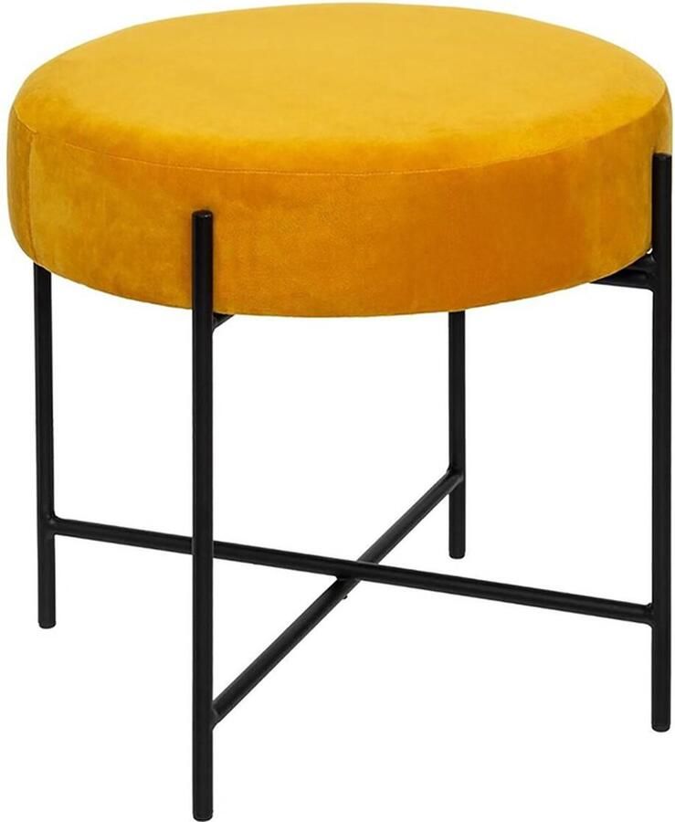 Silumen Gele fluwelen kruk met ijzeren poten 45 cm Fer|Polyester Geel