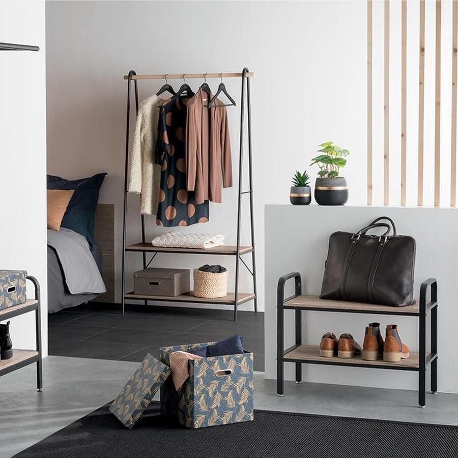 Silumen Range schoenen houten en metaal 71x34x57 cm zwart Metaal|Hout Zwart