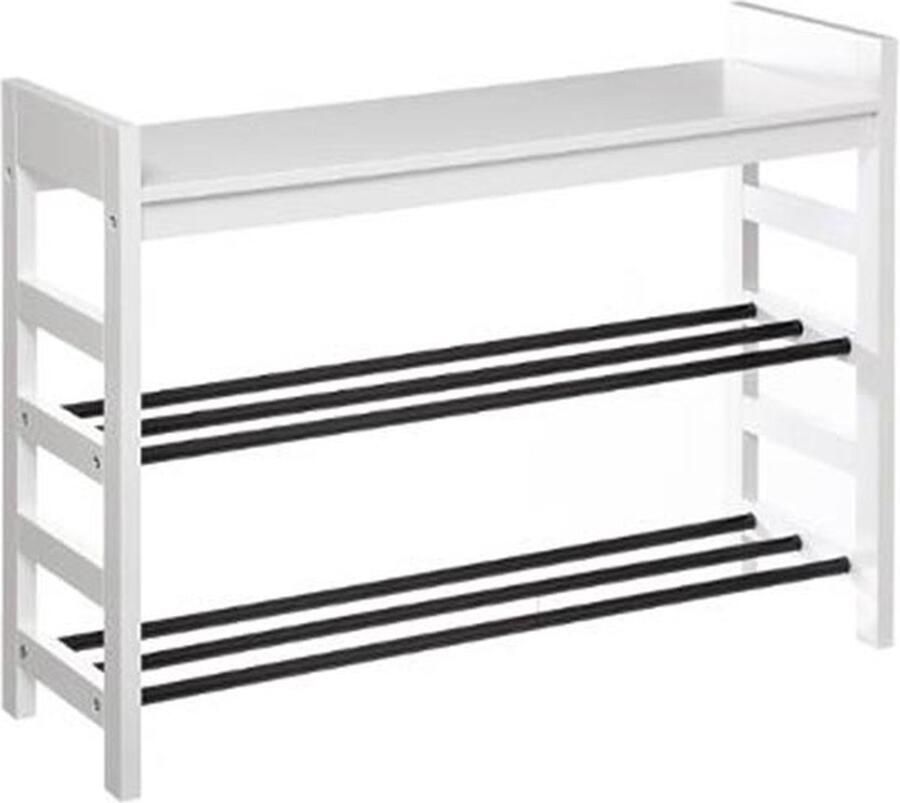 Silumen Range schoenen houten en metaal 76x26x58 cm wit Bois|Metaal Wit