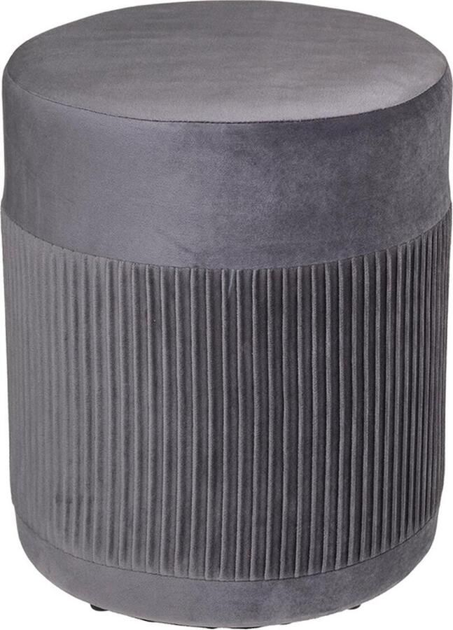 Silumen Ronde fluwelen poef 38 cm Overig Grijs Gris