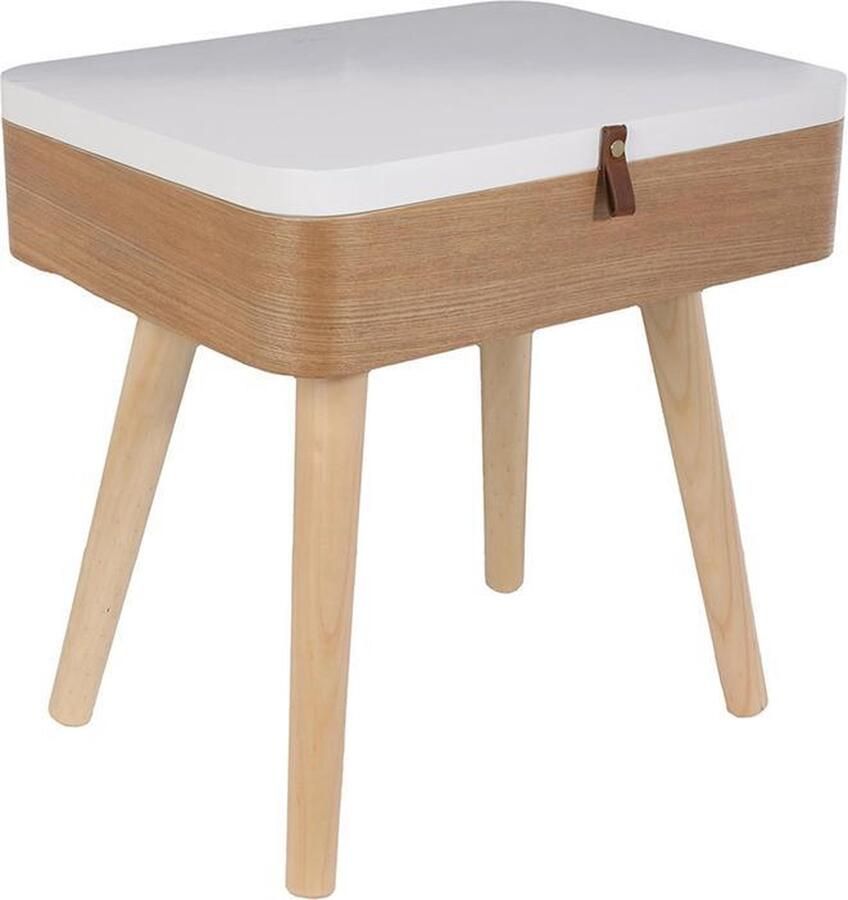 Silumen Vintage rechthoek houten nachtkastje H. 51 cm Hout Wit