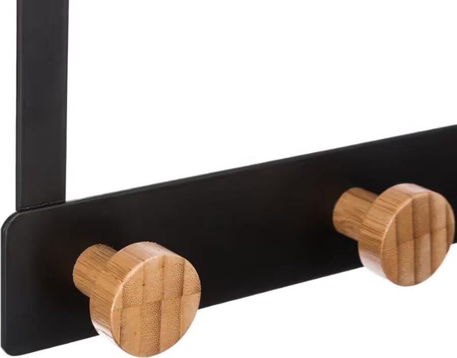 Silumen Zwarte metalen deurhaak met 3 bamboe haken Bois|Metaal Zwart