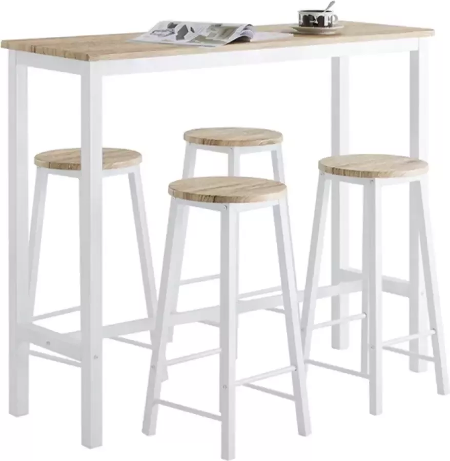 Simpletrade Bartafel Met 4 stoelen Bartafelset Hout 120 x 100 x 40 cm