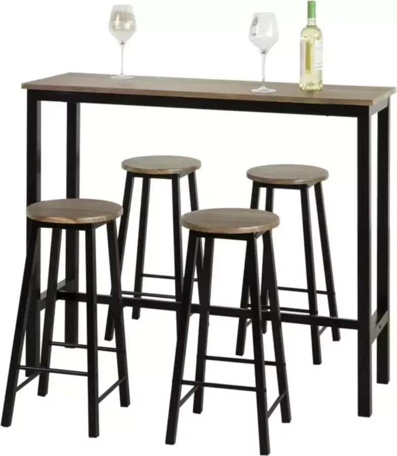 Simpletrade Bartafel Met 4 stoelen Hoge tafel 120 x 100 x 40 cm
