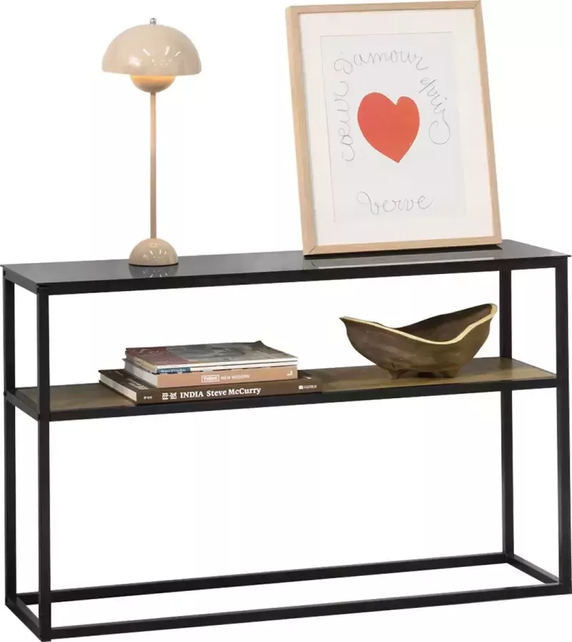 Simpletrade Dressoir Console tafel Glas Bruin zwart 110x70x30 cm