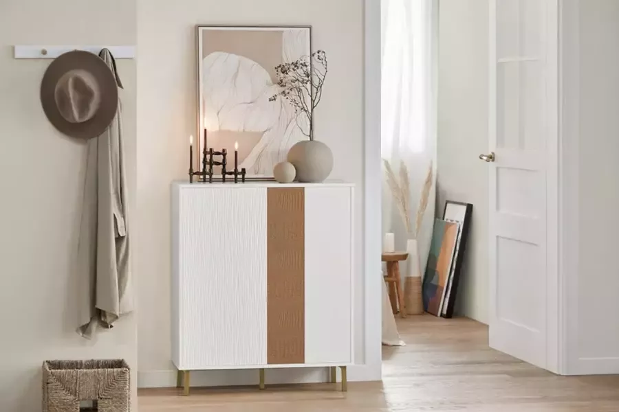 Simpletrade Dressoir kast 80x95x34cm Wit Bruin