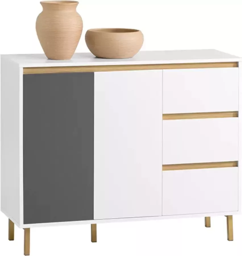 Simpletrade Dressoir kast 97x80x34cm Wit Grijs Goud