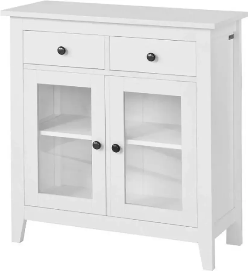 Simpletrade Dressoir Opbergkast 2 lades Glazen deuren 80x32x86 cm