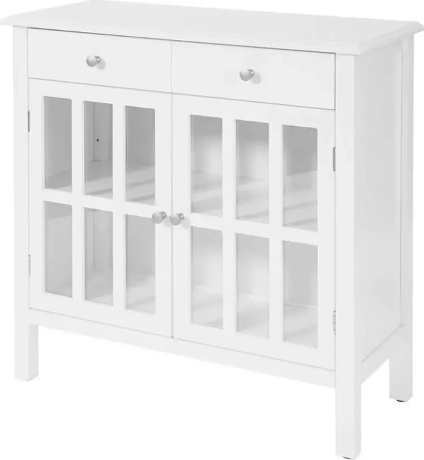 Simpletrade Dressoir Opbergkast Lade In hoogte verstelbare poten Glazen deuren 80x80x34 cm