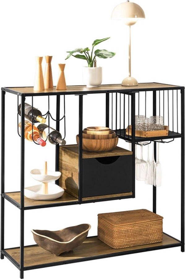Simpletrade Dressoir tafel MDF metaal Bruin zwart 100x95x33 cm