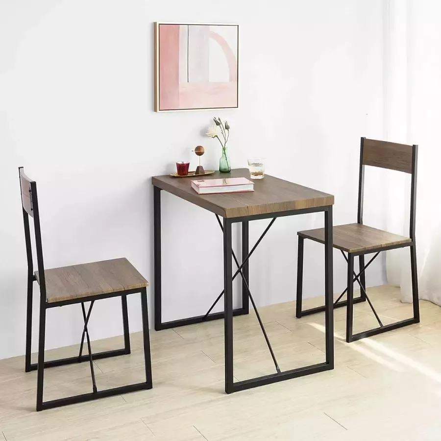 Simpletrade Eettafel 2 stoelen Modern Hout Metaal 80x75x50 cm - Foto 2