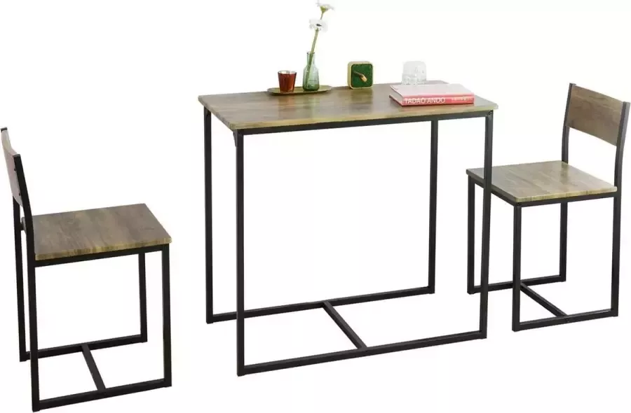 Simpletrade Eettafel 2 stoelen Modern Hout Metaal 89 x 75 x 45cm