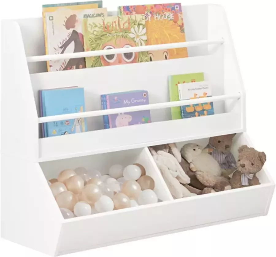 Simpletrade Kinderkamer Boekenkast voor kinderen Speelgoedkist Wit 90x74x35cm