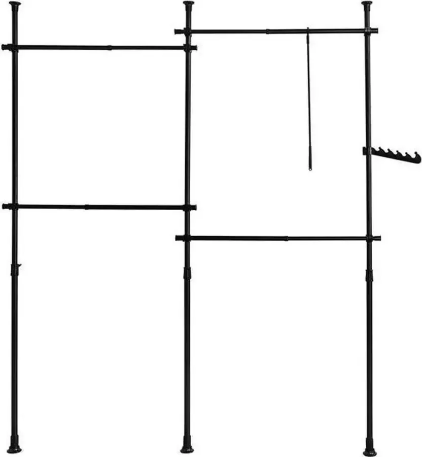 Simpletrade Kledingrek Wandrek 4 stangen Verstelbaar Kunststof connectoren