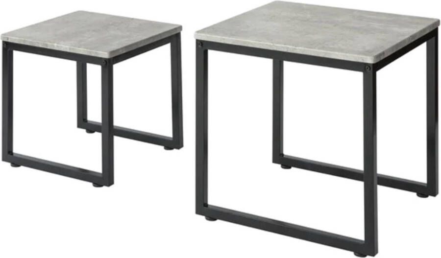 Simpletrade Salontafel Set van 2 Bijzettafel Grijs 50 x 50 x 50 cm