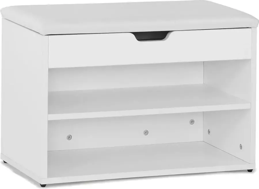 Simpletrade Schoenenbank Schoenenkast 2 compartimenten Zitkussen Hout 60x30x44 cm