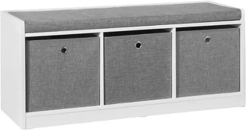 Simpletrade Schoenenbank Schoenenkast 3 Manden Zitkussen 102x45x32 cm