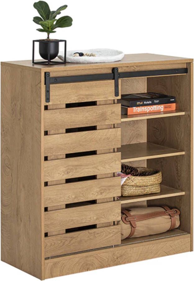 Simpletrade Schoenenkast met Schuifdeuren Opbergkast 8 Legplanken Veelzijdig MDF 80x89x35cm