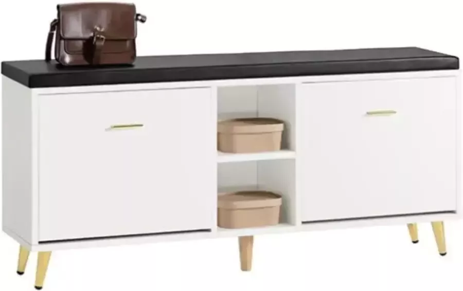 Simpletrade Schoenenkast Met zitkussen Wit 120x45x16cm