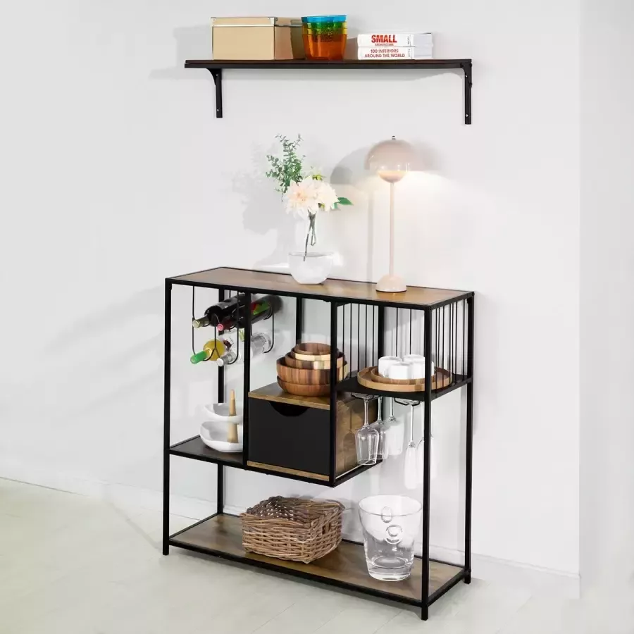 Simpletrade Simple Trade Dressoir Console tafel Woonkamer MDF metaal Bruin zwart 100x95x33 cm