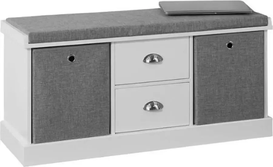 Simpletrade Simple Trade Schoenenbank Schoenenkast met lades Gang MDF Wit grijs 100x50x35 cm