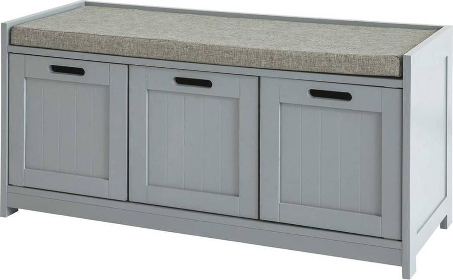 Simpletrade Simple Trade Schoenenkast Schoenenbank met zitkussen MDF Grijs 90x45x35 cm