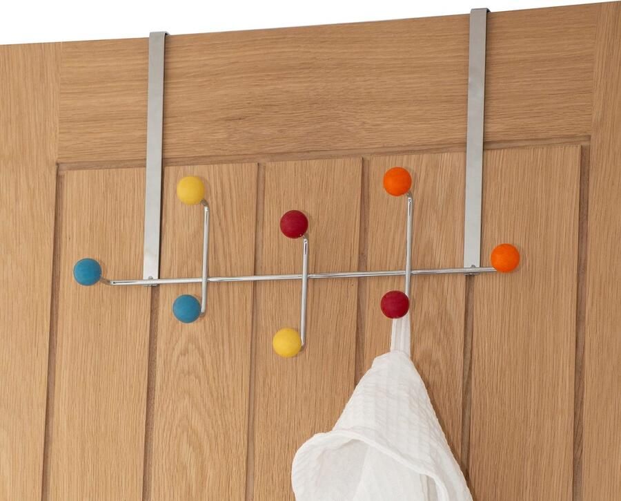 Simplywire Deurkapstok 8 veelkleurige keramische haken Chroom