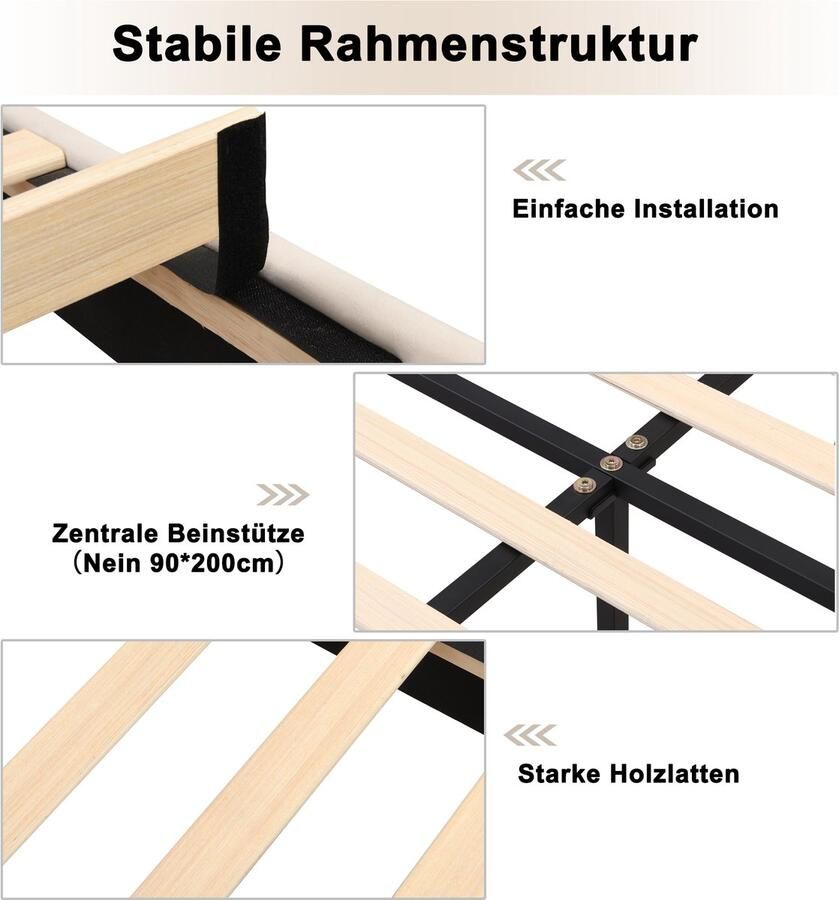 Singularity -Bed met fluweel bekleed- 90 x 200 cm- schelpvormig bed met gouden ijzeren poten- in hoogte verstelbaar hoofdeinde- houten lattenbodem- beige- zonder matras