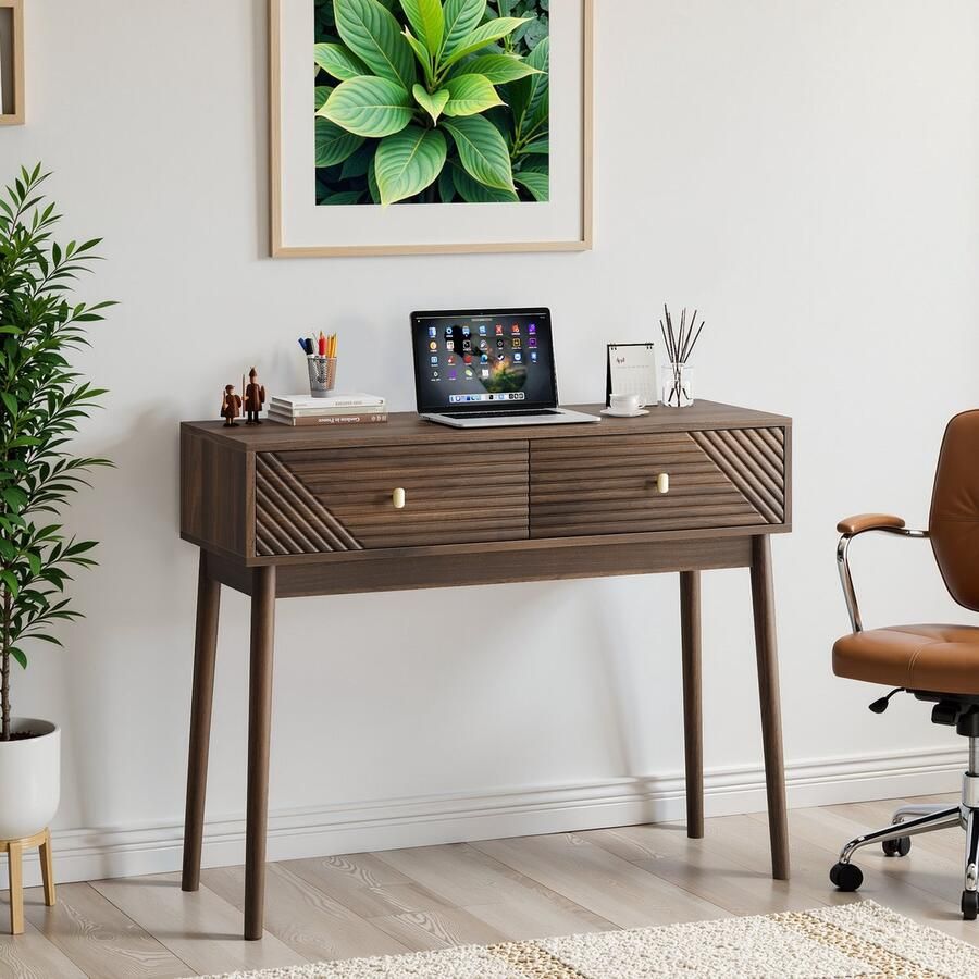 Singularity Bijzettafel met lade retro-stijl Walnoothoutkleur