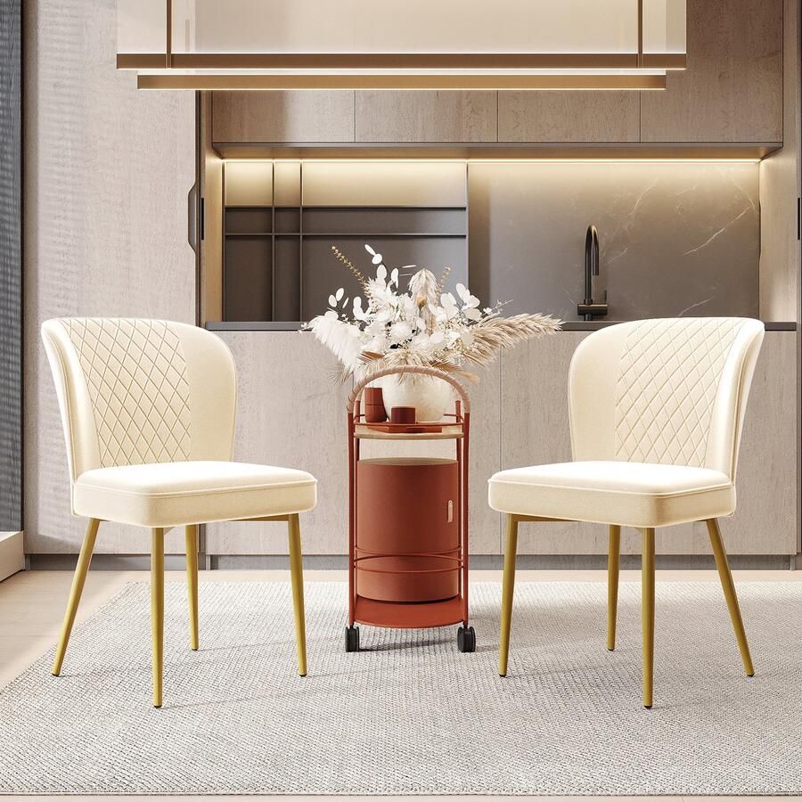 Singularity Eetkamerstoel (2st)-Beige- Gestoffeerde zitting-met-rugleuning-elours-zitting-Metalen frame