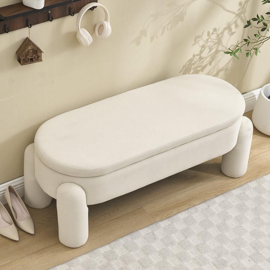 Singularity Opbergbank-met-opbergruimte-Premium Chenille stof-Solid Wood frame-Non-Slip bank-Beige