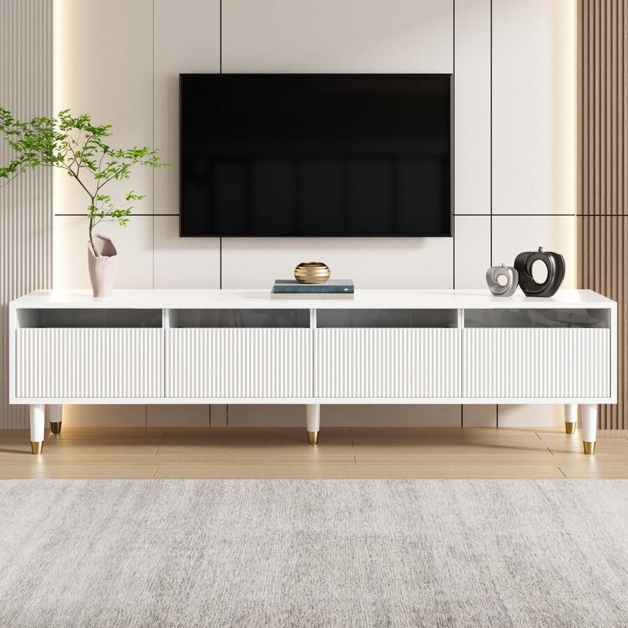 Singularity TV-meubel wit 4 lades MDF en acryl