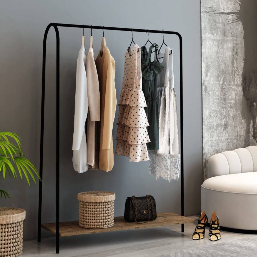 SIRAC Kledingrek metaal Hout Zwart Bruin