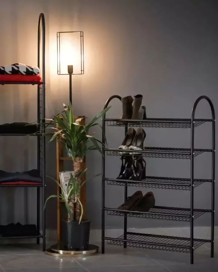 SIRAC Praktisch Schoenenrek voor 16 Paar Schoenen Metaal Zwart