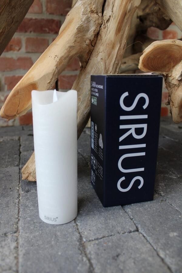 Sirius Kaars Sara oplaadbaar wit Diam 5cm x H 15cm