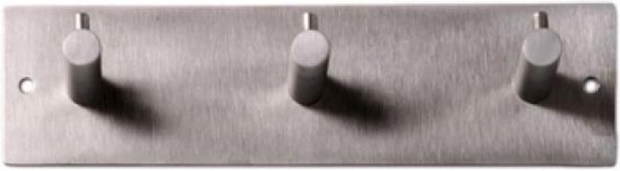Siro Kapstok 3 ophang haken RVS zilver 19 x 5 cm wandkapstok voor hal of badkamer