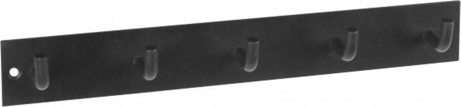 Siro Kapstok 5 ophang haken metaal mat zwart 11 x 36 cm ruimtebesparend wandkapstok