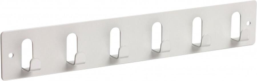 Siro Kapstok 6 ophang haken metaal wit 11 x 36 cm ruimtebesparend wandkapstok