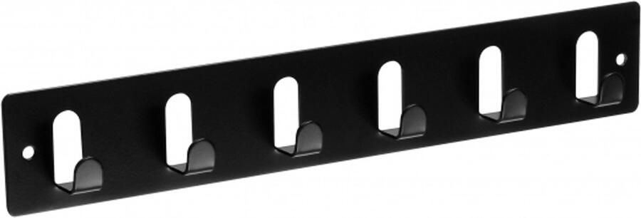 Siro Kapstok 6 ophang haken metaal zwart 11 x 36 cm ruimtebesparend wandkapstok
