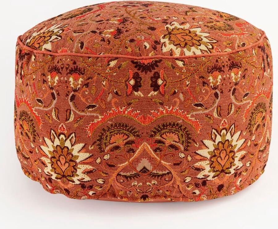 Sissy-Boy Donkerroze boho poef Multicolour bloemen 60x60x38 cm