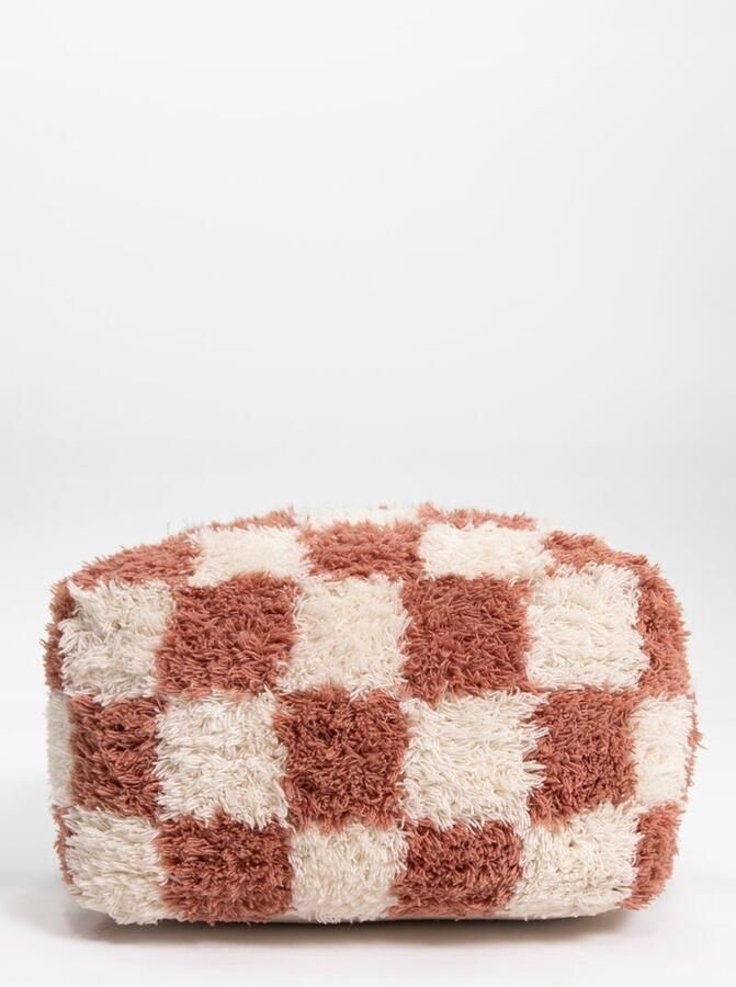 Sissy-Boy Donkerroze geblokte poef