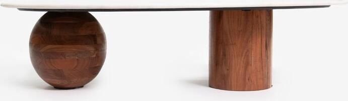 Sissy-Boy Houten koffietafel met marmer blad en asymmetrisch onderstel - Foto 5
