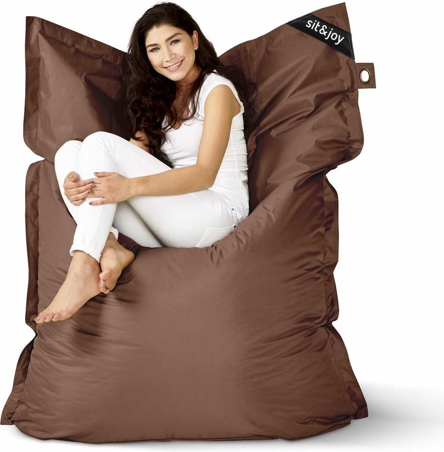 Sit&Joy Zitzak 'Largo' Brown (Bruin) Volwassenen Indoor & Outdoor Waterbestendig Dubbel gestikt Gevuld met Flexipearl