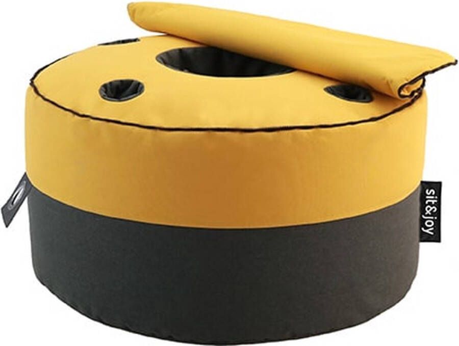Sitandjoy Sit&joy poef zitzak volwassenen buiten ligbed stoel tuin Duo Rondo Extra Mosterdgeel
