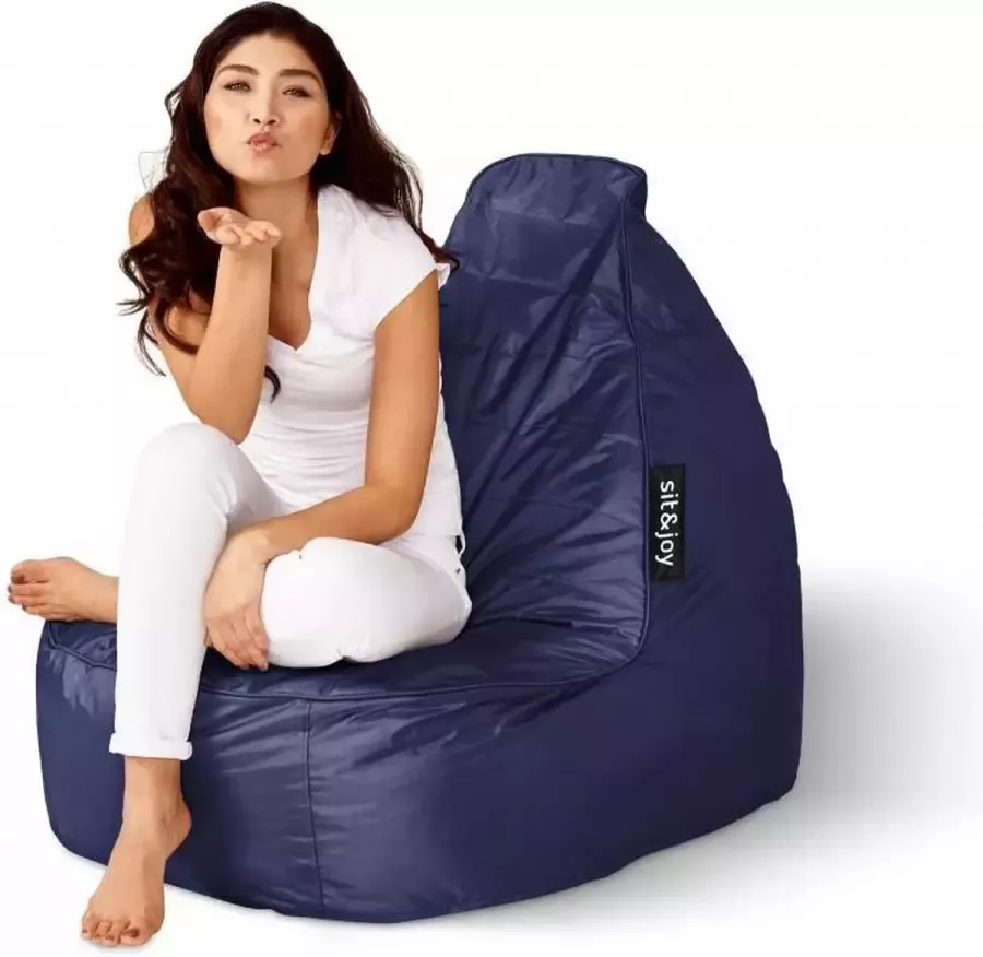 Sit&Joy Zitzak 'Senza' Navy Blue (Blauw) Volwassenen Indoor & Outdoor Waterbestendig Dubbel gestikt Gevuld met Flexipearl