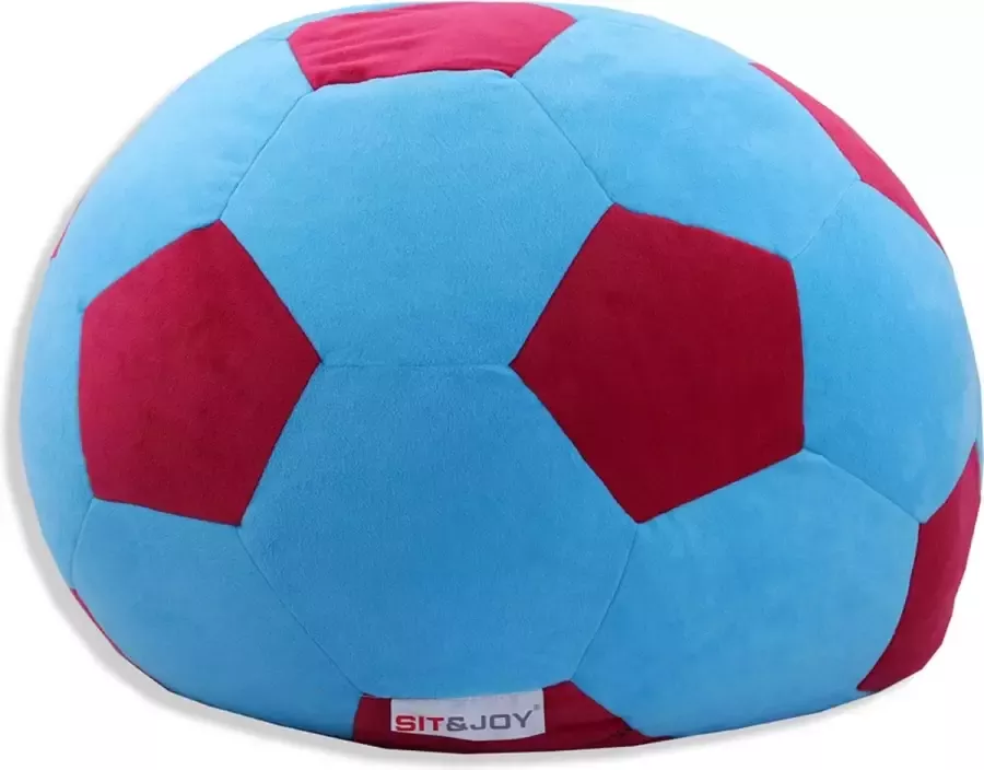 Sit & Joy Voetbal Zitzak Indoor Ideaal voor kinderkamer woonkamer Ø 80cm Blauw-Rood