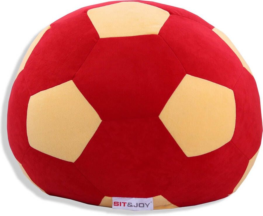 Sit&Joy Voetbal Zitzak Indoor Ideaal voor kinderkamer woonkamer Ø 80cm Rood-Geel